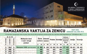 Ramazanska vaktija za Zenicu – Ramazan 1446.